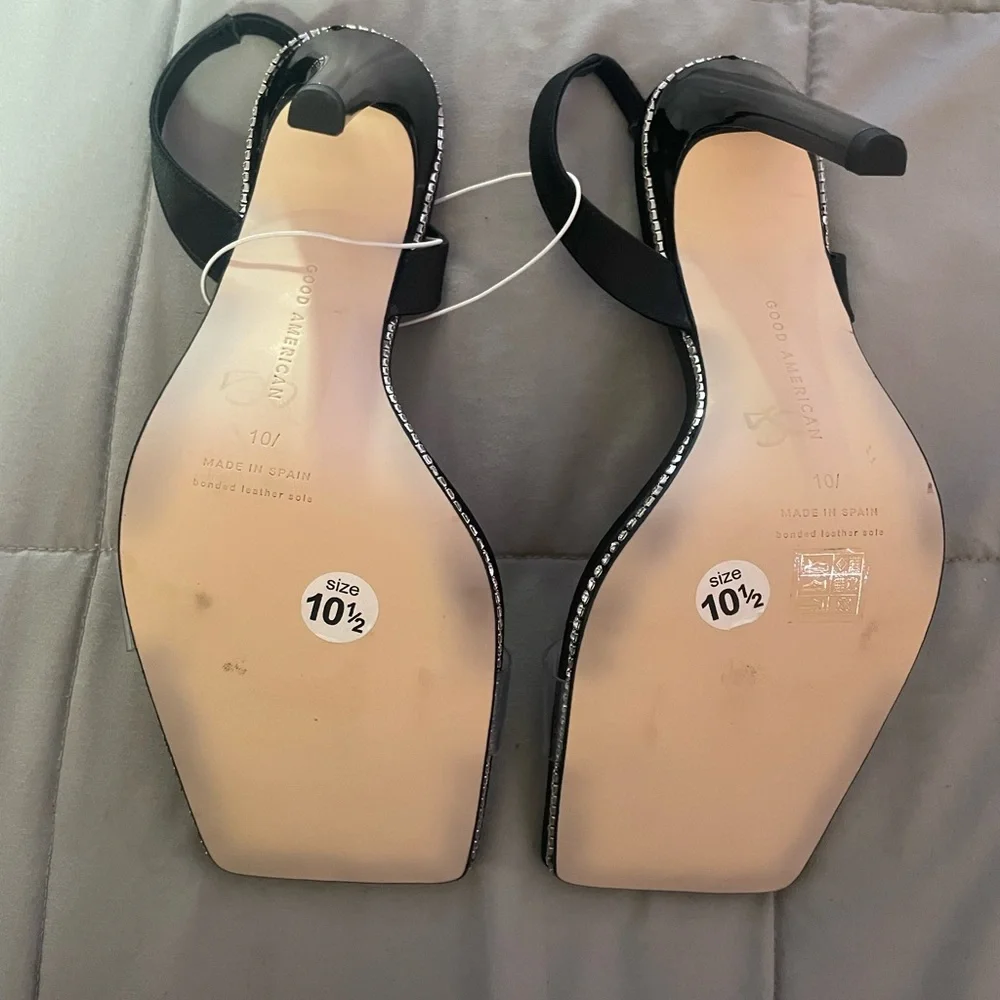 Good American Crystal Crush Lucite Sandal in Black